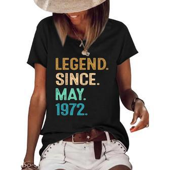50 Years Old Gift Legend Since May 1972 50Th Birthday Vintage Women's Short Sleeve Loose T-shirt | Mazezy