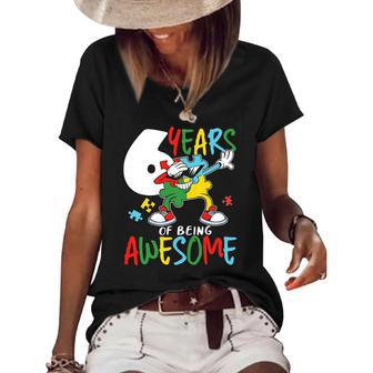 6 Years Old Birthday Autistic Boy Girl Autism Awareness Women's Short Sleeve Loose T-shirt | Mazezy