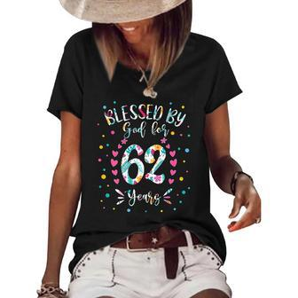 62Nd Birthday S For Women Blessed By God For 62 Years Women's Short Sleeve Loose T-shirt | Mazezy