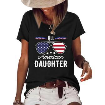 All American Daughter 4Th Of July Sunglasses Women's Short Sleeve Loose T-shirt | Mazezy