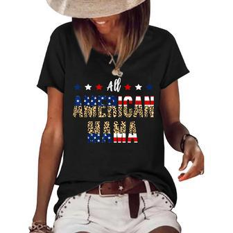 All American Mama 4Th Of July Leopard Fourth Of July Mom Usa Women's Short Sleeve Loose T-shirt - Seseable