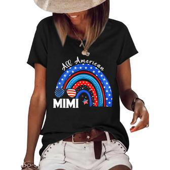 All American Mimi Usa Flag Rainbow 4Th Of July Patriotic Women's Short Sleeve Loose T-shirt - Seseable