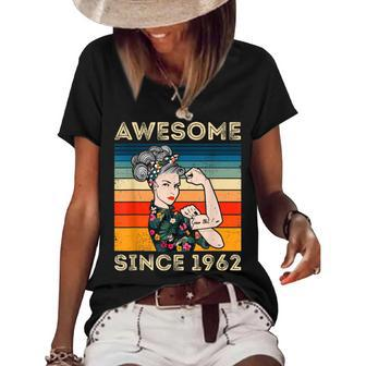 Awesome Since 1962 60Th Birthday Gifts 60 Years Old Vintage Women's Short Sleeve Loose T-shirt - Seseable