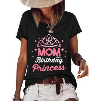 Bday Girl Family Matching Mom Of The Birthday Princess Women's Short Sleeve Loose T-shirt - Seseable