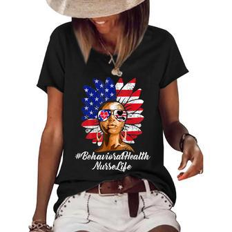 Behavioral Health Nurse 4Th Of July Black Nurse Parents Day Women's Short Sleeve Loose T-shirt - Seseable