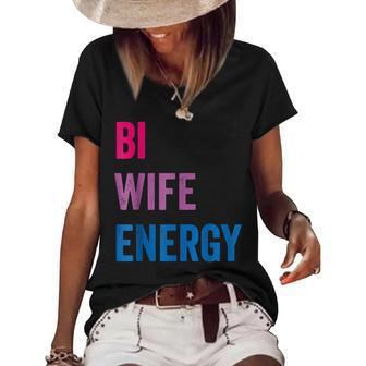 Bi Wife Energy Lgbtq Support Lgbt Lover Wife Lover Respect Women's Short Sleeve Loose T-shirt | Mazezy