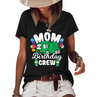 Birthday Crew Mom Of The Birthday Boy Garbage Truck Women's Short Sleeve Loose T-shirt - Seseable