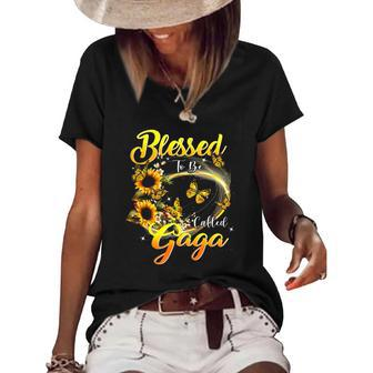 Blessed To Be Called Gaga Sunflower Lovers Grandma Women's Short Sleeve Loose T-shirt | Mazezy