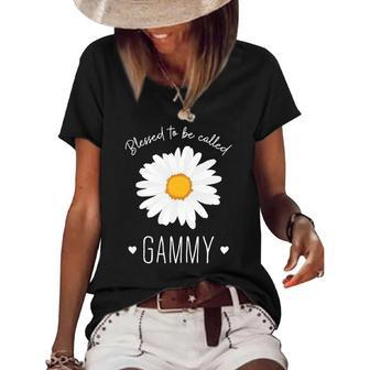 Blessed To Be Called Gammy Cute Daisy Flower Mothers Day Women's Short Sleeve Loose T-shirt | Mazezy
