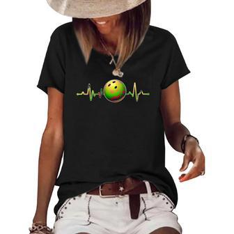 Bowling Heartbeat Love Heart Player Fan Lover Women's Short Sleeve Loose T-shirt | Mazezy