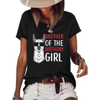 Brother Of The Birthday Girl Matching Birthday Outfit Llama Women's Short Sleeve Loose T-shirt
