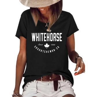 Ca Whitehorse Yukon Canadian Maple Leaf Women's Short Sleeve Loose T-shirt | Mazezy