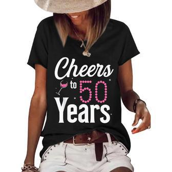 Cheers To 50 Years 50Th Birthday Born In 1972 Women's Short Sleeve Loose T-shirt - Seseable