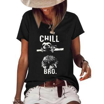 Chill Bro Cool Sloth On Tree Women's Short Sleeve Loose T-shirt | Mazezy