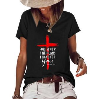 Christian Quote Faith Jeremiah 2911 For I Know The Plans Women's Short Sleeve Loose T-shirt