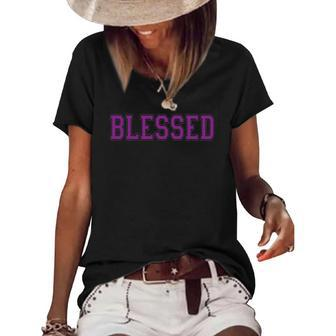 Christian S Blessed Purple Prayer Women's Short Sleeve Loose T-shirt