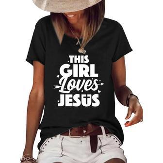 Cool Jesus Art For Girls Women Kids Jesus Christian Lover Women's Short Sleeve Loose T-shirt | Mazezy