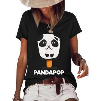 Cute Cartoon Panda Baby Bear Popsicle Panda Birthday Gift Women's Short Sleeve Loose T-shirt - Seseable