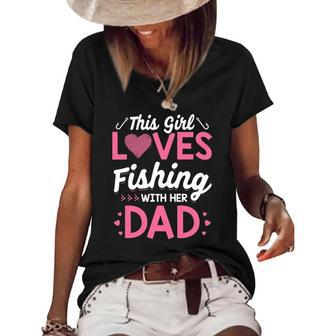 Daughter Fishing Dad Daughter Matching Fishing Women's Short Sleeve Loose T-shirt | Mazezy