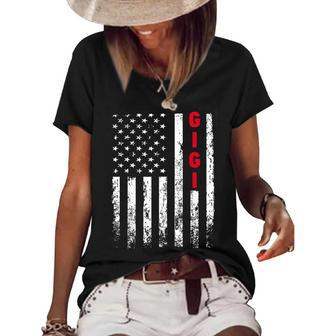 Distressed Gigi Usa Flag 4Th Of July Women's Short Sleeve Loose T-shirt - Seseable