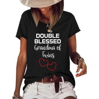 Double Blessed Grandma Of Twins Grandmother Apparel Women's Short Sleeve Loose T-shirt