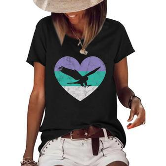 Falcon Bird Gift For Women & Girls Retro Cute Women's Short Sleeve Loose T-shirt | Mazezy