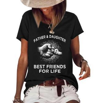 Fathers Day - Father Daughter Friends Fist Bump Women's Short Sleeve Loose T-shirt | Mazezy