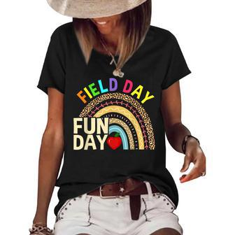 Field Day Fun Day Last Day Of School Teacher Rainbow Women's Short Sleeve Loose T-shirt | Mazezy
