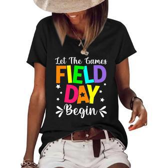 Field Day Let The Games Begin Kids Boys Girls Teacher Women's Short Sleeve Loose T-shirt | Mazezy