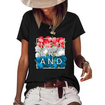Flowers Of Nederland Word Art - The Netherlands Dutch Pride Women's Short Sleeve Loose T-shirt | Mazezy