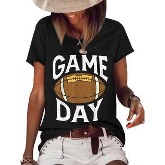 Football Player Vintage Game Day Women's Short Sleeve Loose T-shirt | Favorety