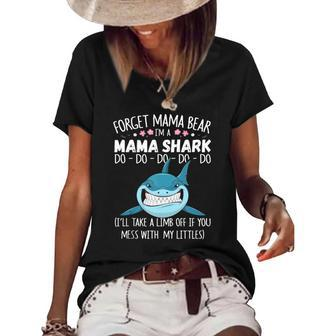 Forget Mama Bear Funny Im A Mama Shark Novelty Gift Women's Short Sleeve Loose T-shirt | Mazezy