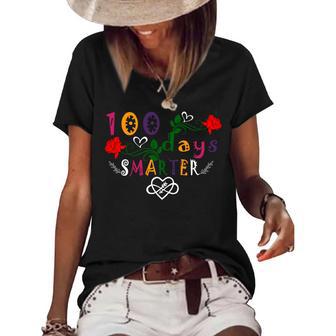 Funny 100 Days Smarter Shirt Happy 100Th Day Of School Gifts Women's Short Sleeve Loose T-shirt | Favorety