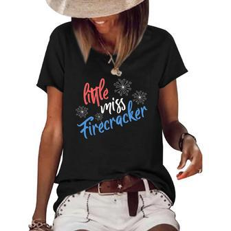 Funny 4Th Of July Usa Little Miss Firecracker Fireworks Women's Short Sleeve Loose T-shirt | Mazezy