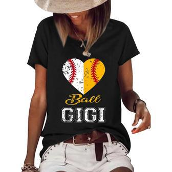 Funny Baseball Gigi Ball Gigi Softball Gifts Women Women's Short Sleeve Loose T-shirt | Mazezy