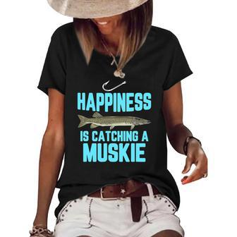 Funny Muskie Fishing Freshwater Fish Men Women Kids Gift Women's Short Sleeve Loose T-shirt | Mazezy DE