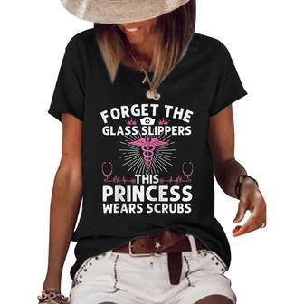 Funny Nurse Gift For Women Cool This Princess Wears Scrubs Raglan Baseball Tee Women's Short Sleeve Loose T-shirt | Mazezy