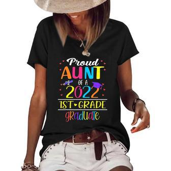 Funny Proud Aunt Of A Class Of 2022 1St Grade Graduate Women's Short Sleeve Loose T-shirt | Mazezy