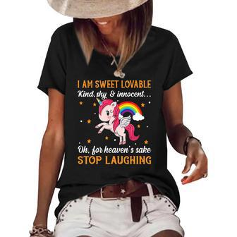 Funny Unicorn Kind Rainbow Graphic Plus Size Women's Short Sleeve Loose T-shirt | Mazezy