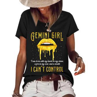 Gemini Girl Lips African Queen Zodiac Birthday Horoscope Women's Short Sleeve Loose T-shirt - Seseable