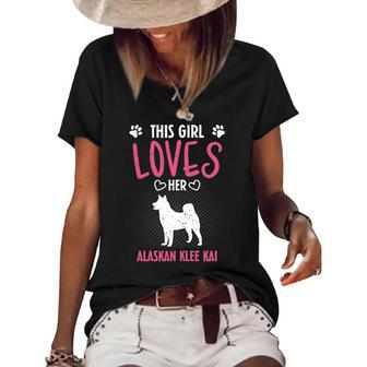 Girl Who Loves Her Alaskan Klee Kai Women's Short Sleeve Loose T-shirt | Mazezy