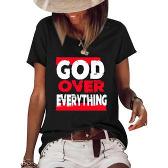 God Over Everything Religion Jesus Women's Short Sleeve Loose T-shirt | Mazezy