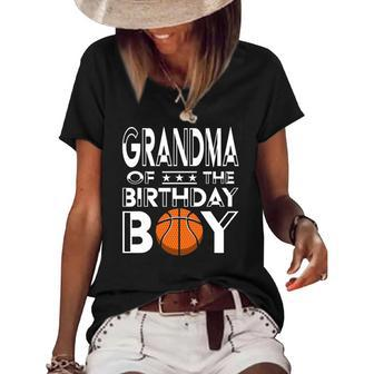Grandma Of The Birthday Boy Party A Favorite Boy Basketball Women's Short Sleeve Loose T-shirt | Mazezy