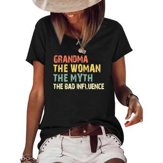 Grandma Woman Myth Bad Influence Vintage Gift Women's Short Sleeve Loose T-shirt | Mazezy