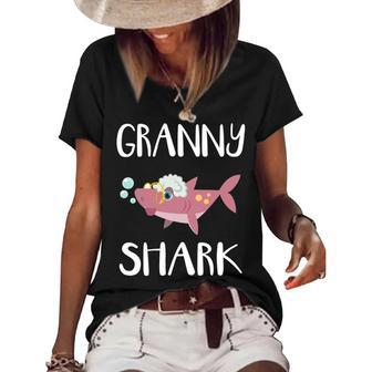 Granny Grandma Gift Granny Shark V2 Women's Short Sleeve Loose T-shirt - Seseable