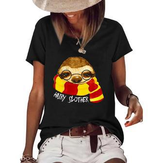 Hairy Slother Cute Sloth Gift Funny Spirit Animal Women's Short Sleeve Loose T-shirt | Mazezy