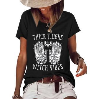 Hands Halloween Costume For Women Thick Thighs Witch Vibes Women's Short Sleeve Loose T-shirt | Mazezy