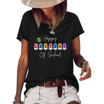 Happy Last Day Of School 2022 Cool For Teacher & Student Women's Short Sleeve Loose T-shirt | Mazezy