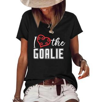 Heart The Goalie Lacrosse Mom Lax For Women Boys Girls Team Women's Short Sleeve Loose T-shirt | Mazezy