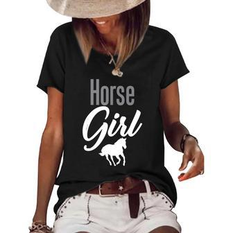 Horse Girl Word Letter Graphic Tee For Horses Lovers Girls Women's Short Sleeve Loose T-shirt | Mazezy